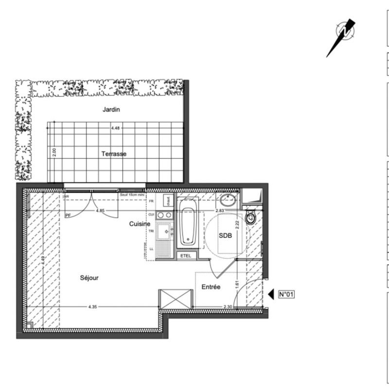 Studio 31,51m², terrasse et jardin à Issy-les-Moulineaux (92130)